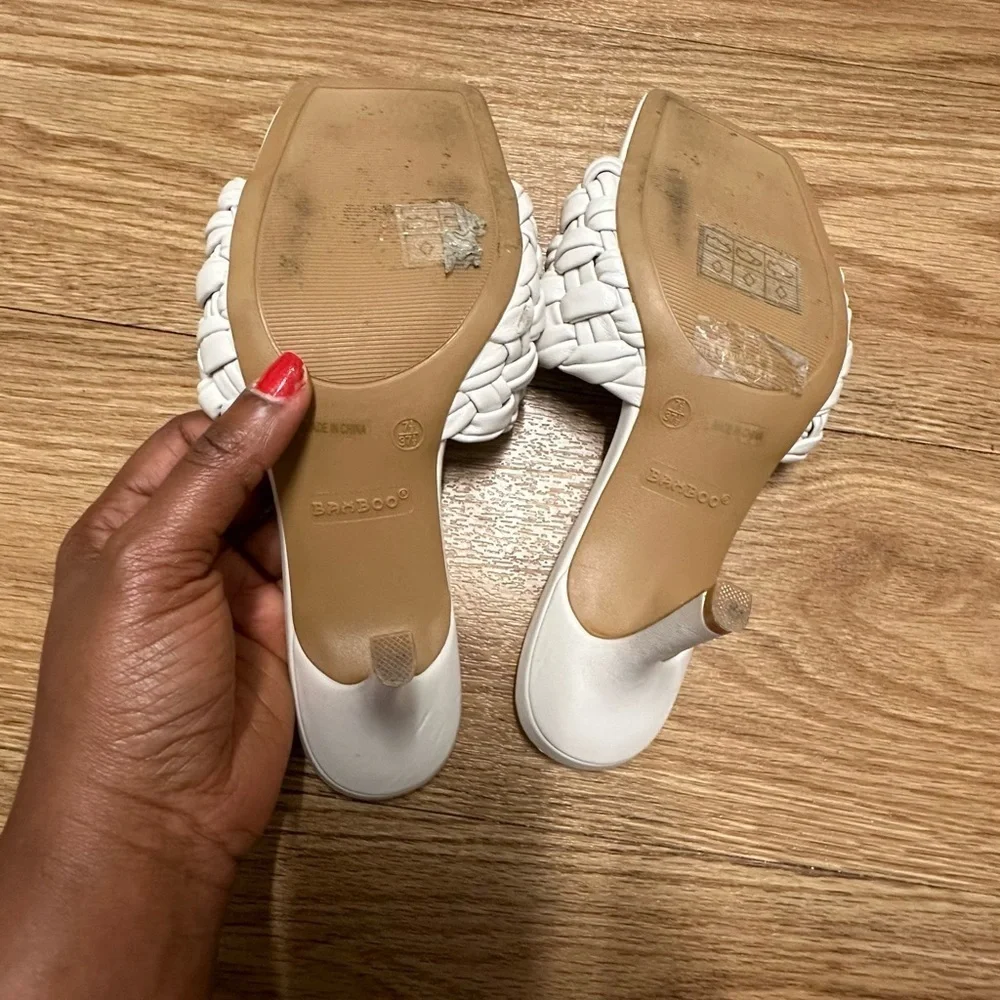 Bamboo braided off white sandals